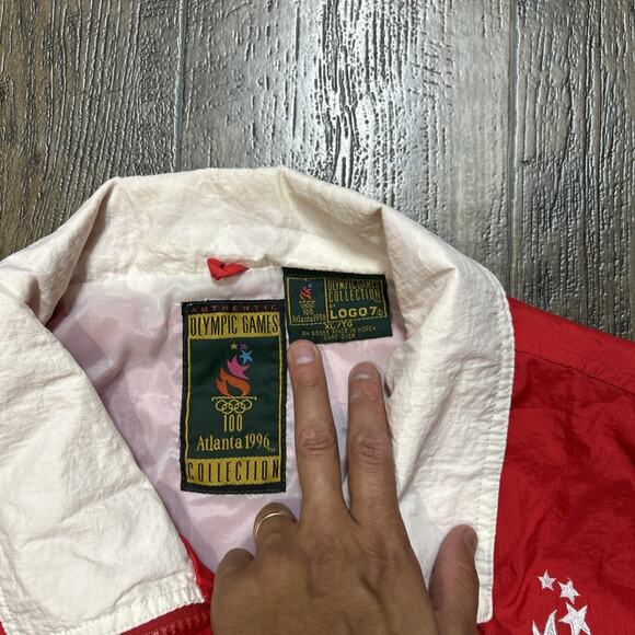 Rare Vintage 1996 Atlanta Olympics Logo Athletic USA Windbreaker Jacket Size XL - Picture 2 of 6